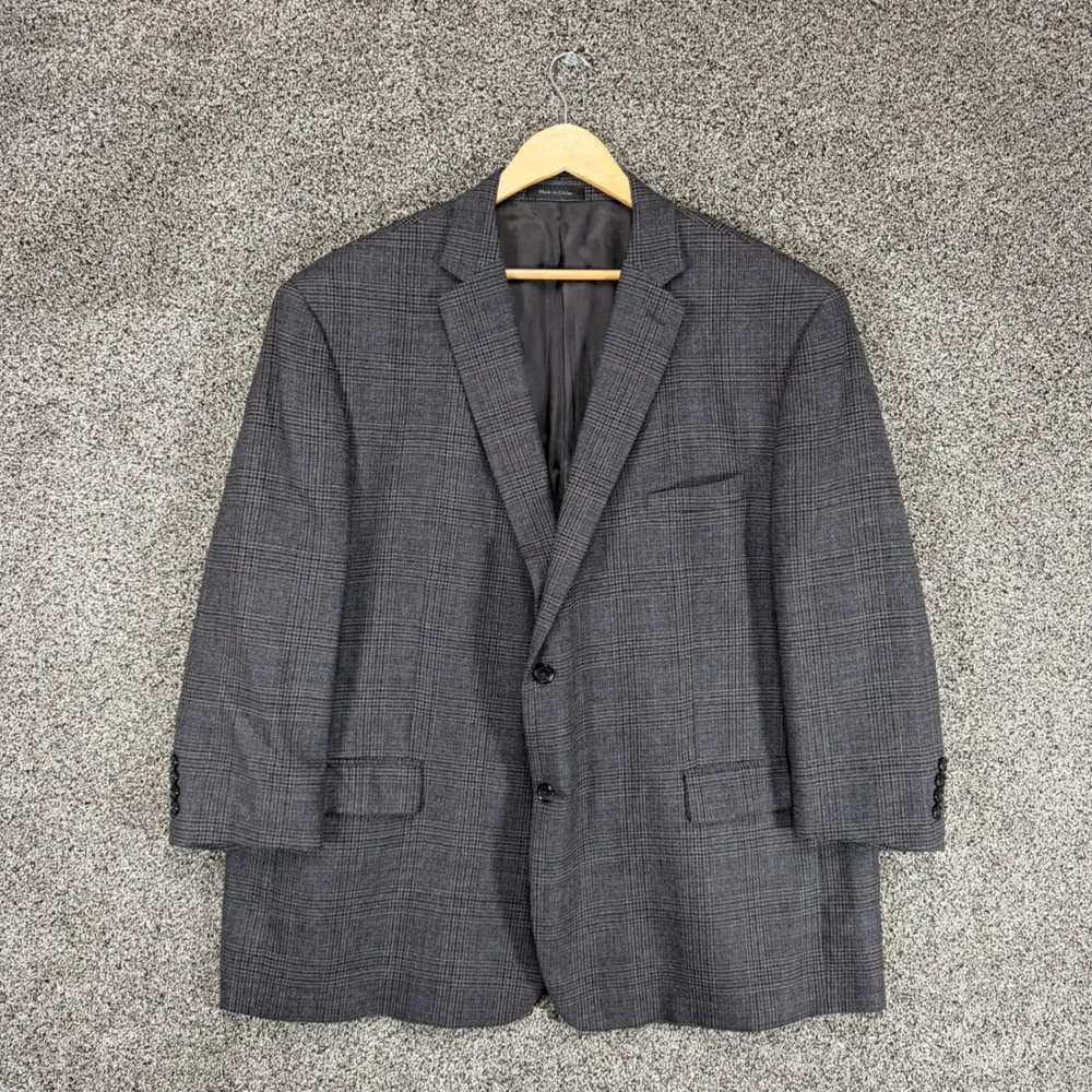 LAUREN RALPH LAUREN Blazer Mens 52R Gray Wool Glen Plaid Sport Coat Jacket